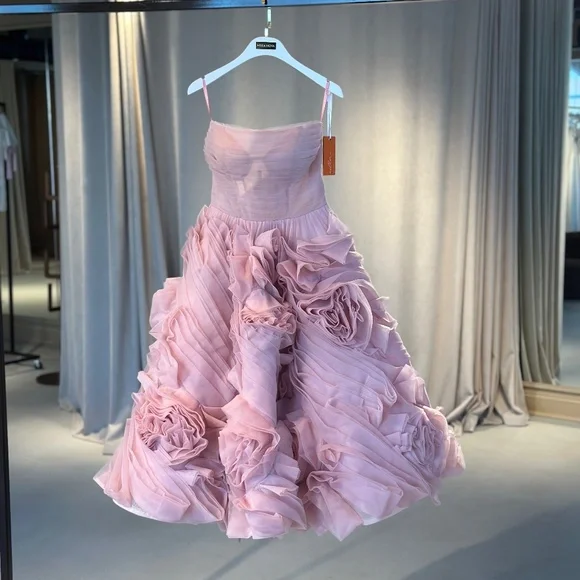 Milla Dramatically flowered tulle dress in misty pink - Picture 3 of 6